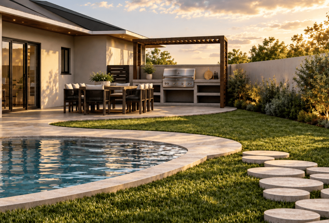 Pool and outdoor kitchen